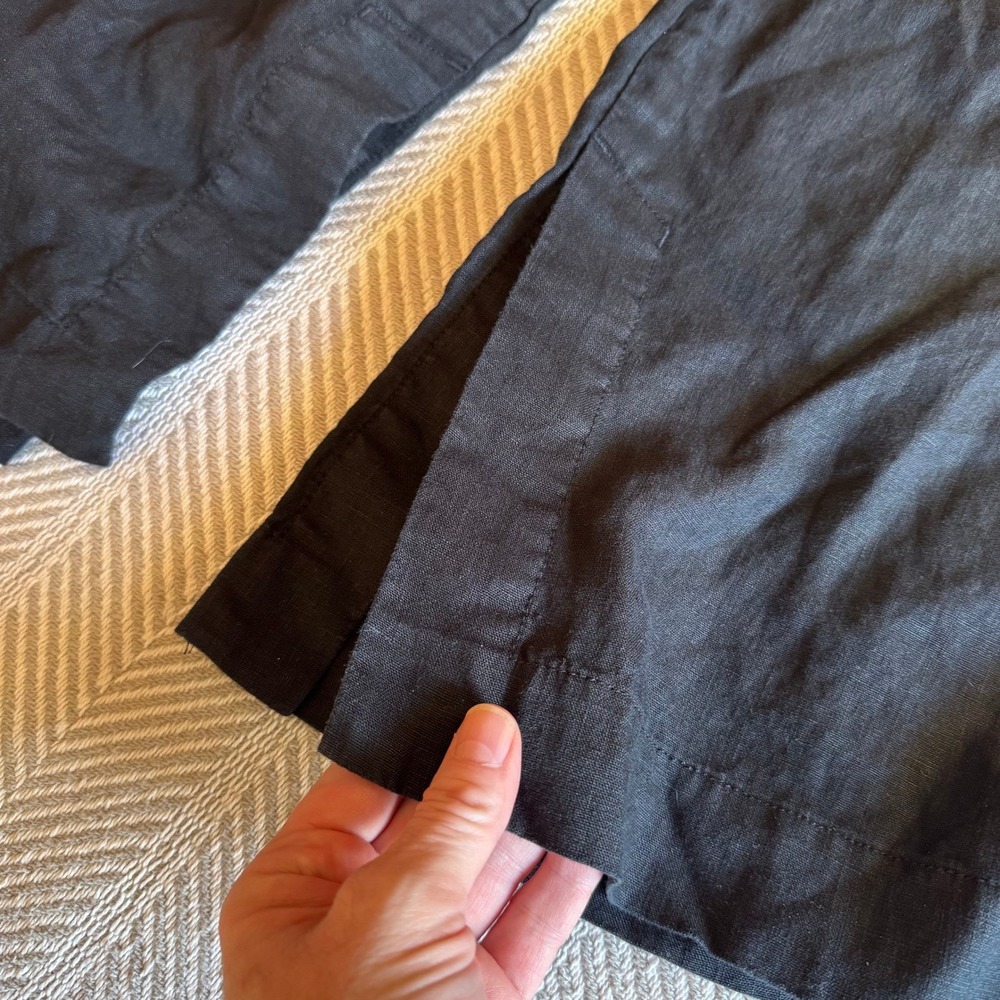 Athleta Retreat Linen Wide Leg Crop Pants Black Petite Large Hem Slits - Picture 3 of 10
